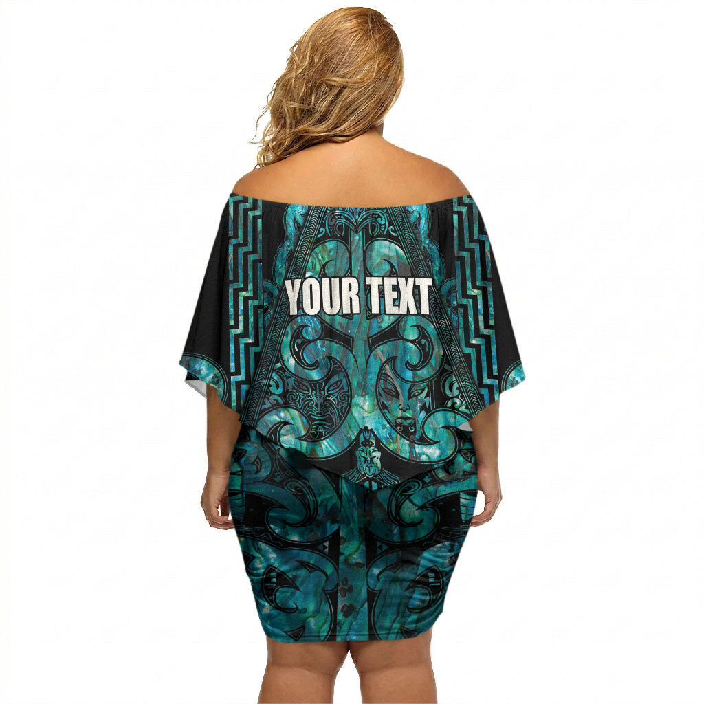 Maori Language Week Personalised Off Shoulder Short Dress Kia Mau Ki To Ukaipo Paua Shell Color LT14 - Polynesian Pride