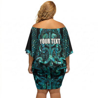 Maori Language Week Personalised Off Shoulder Short Dress Kia Mau Ki To Ukaipo Paua Shell Color LT14 - Polynesian Pride