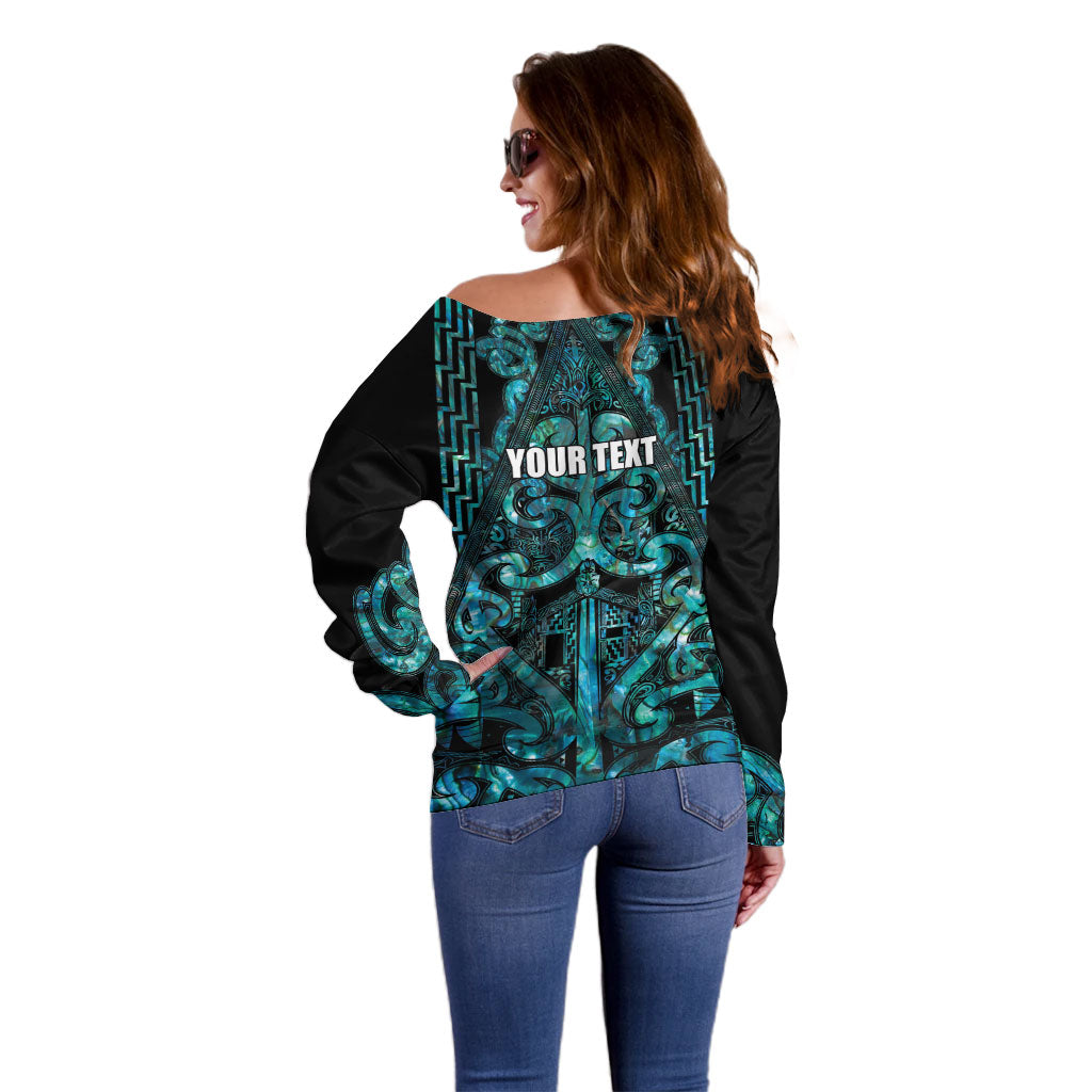 Maori Language Week Personalised Off Shoulder Sweater Kia Mau Ki To Ukaipo Paua Shell Color LT14 - Polynesian Pride
