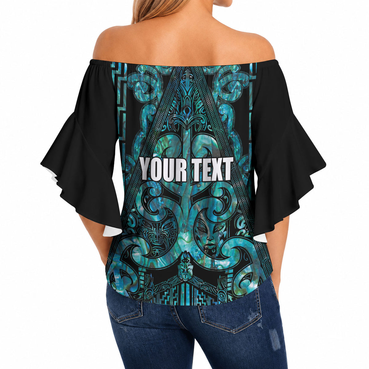 Maori Language Week Personalised Off Shoulder Wrap Waist Top Kia Mau Ki To Ukaipo Paua Shell Color LT14 - Polynesian Pride