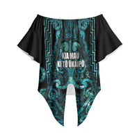 Maori Language Week Personalised Off Shoulder Wrap Waist Top Kia Mau Ki To Ukaipo Paua Shell Color LT14 - Polynesian Pride