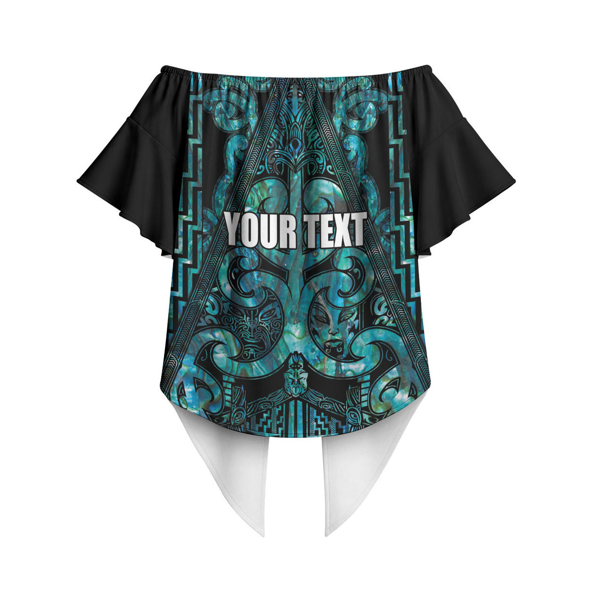 Maori Language Week Personalised Off Shoulder Wrap Waist Top Kia Mau Ki To Ukaipo Paua Shell Color LT14 - Polynesian Pride
