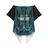 Maori Language Week Personalised Off Shoulder Wrap Waist Top Kia Mau Ki To Ukaipo Paua Shell Color LT14 - Polynesian Pride
