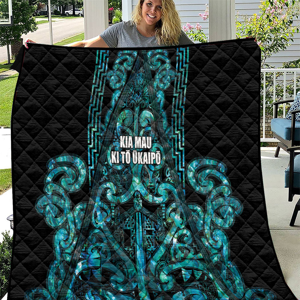 Maori Language Week Quilt Kia Mau Ki To Ukaipo Paua Shell Color LT14 Turquoise - Polynesian Pride