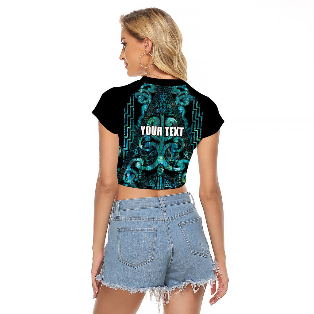 Maori Language Week Personalised Raglan Cropped T Shirt Kia Mau Ki To Ukaipo Paua Shell Color LT14 - Polynesian Pride