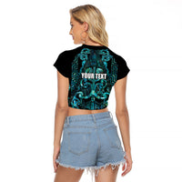 Maori Language Week Personalised Raglan Cropped T Shirt Kia Mau Ki To Ukaipo Paua Shell Color LT14 - Polynesian Pride