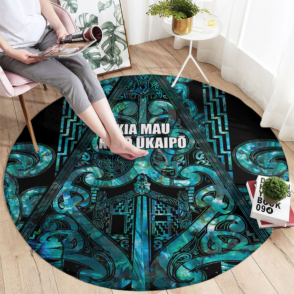 Maori Language Week Round Carpet Kia Mau Ki To Ukaipo Paua Shell Color LT14 - Polynesian Pride