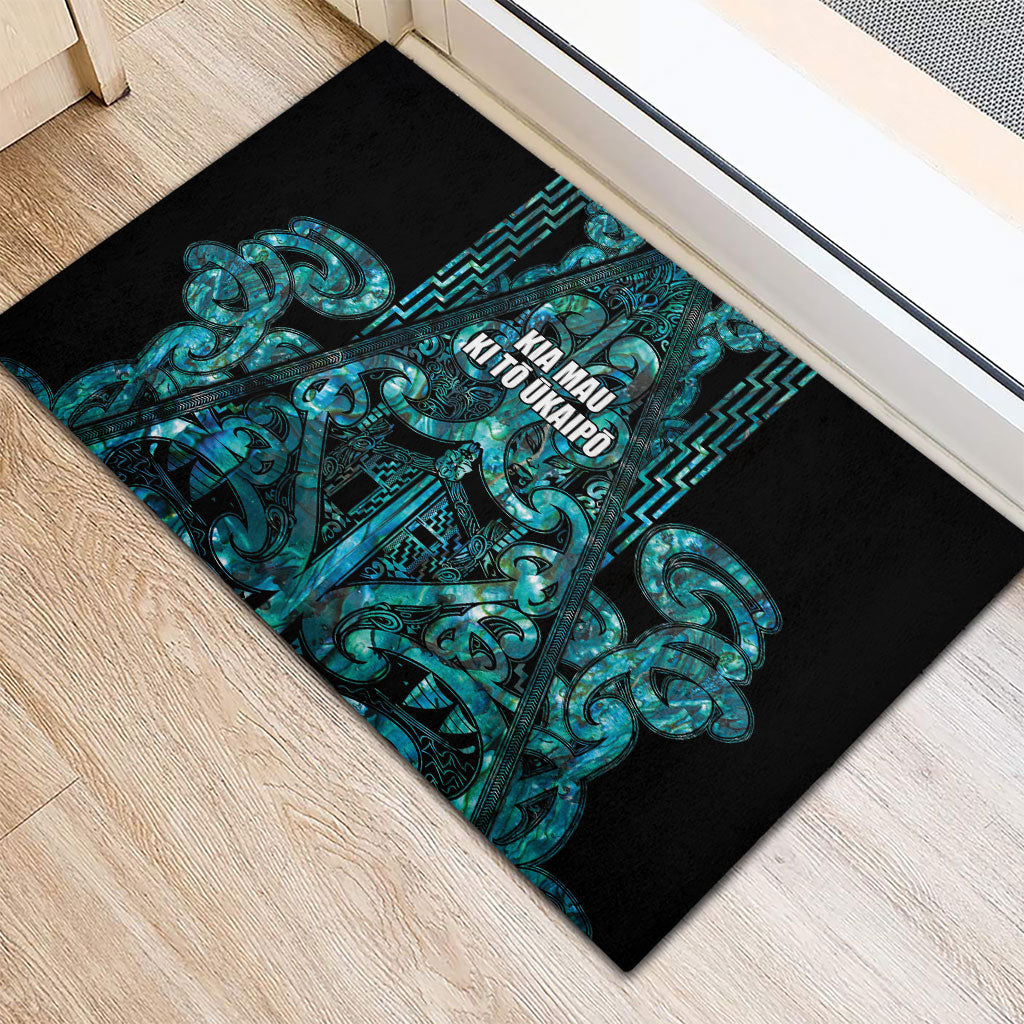 Maori Language Week Rubber Doormat Kia Mau Ki To Ukaipo Paua Shell Color LT14 - Polynesian Pride