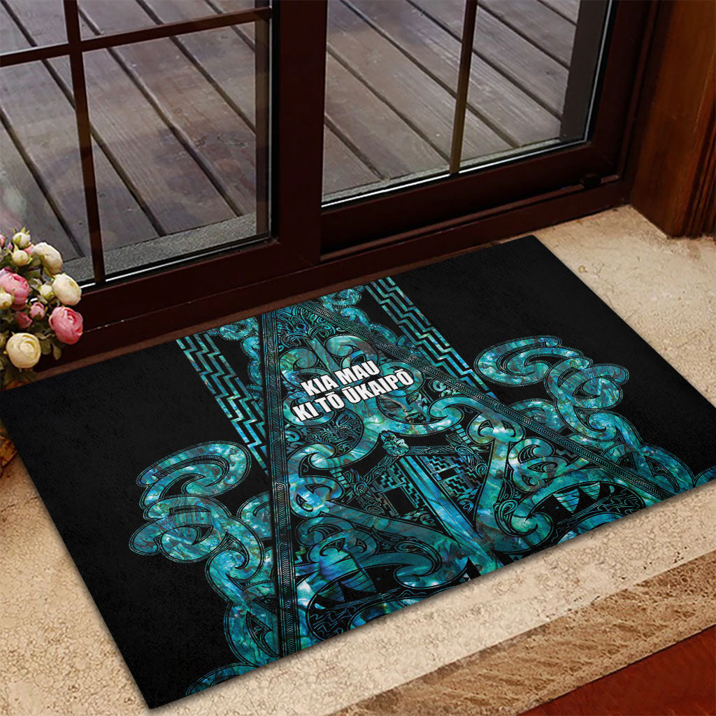 Maori Language Week Rubber Doormat Kia Mau Ki To Ukaipo Paua Shell Color LT14 - Polynesian Pride