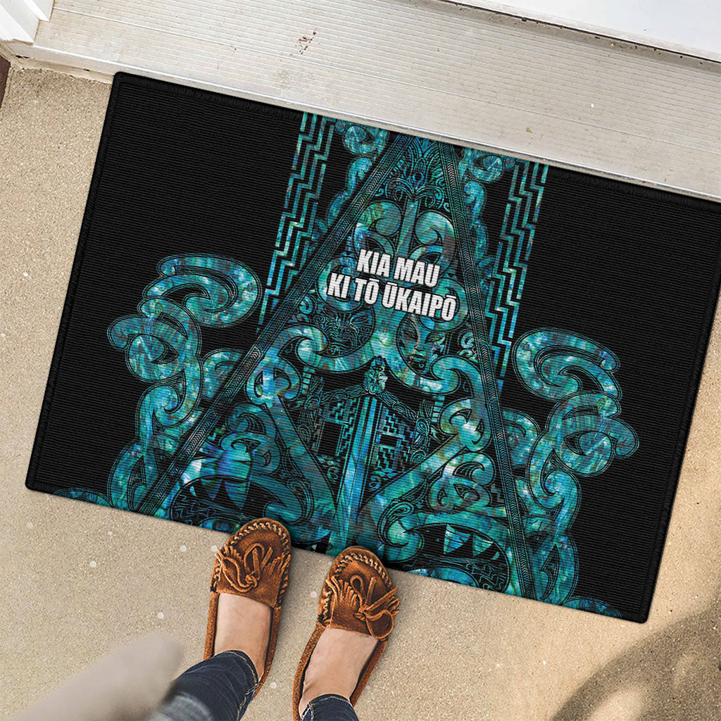 Maori Language Week Rubber Doormat Kia Mau Ki To Ukaipo Paua Shell Color LT14 - Polynesian Pride