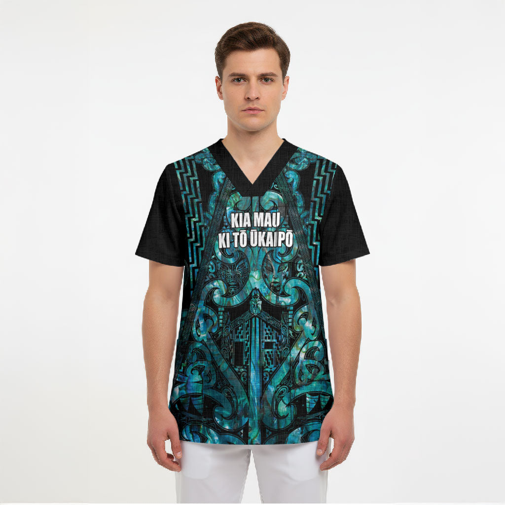 Maori Language Week Personalised Scrub Top Kia Mau Ki To Ukaipo Paua Shell Color LT14 - Polynesian Pride