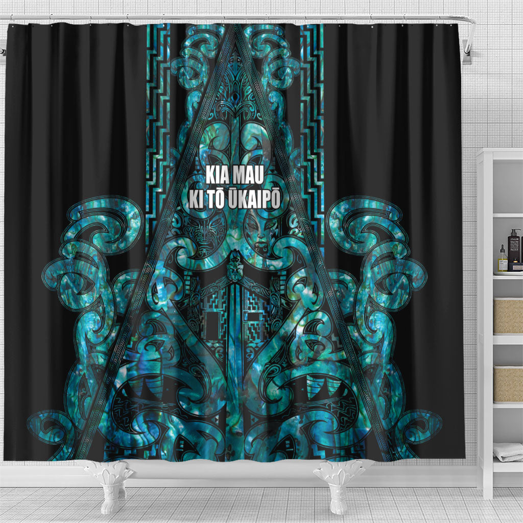 Maori Language Week Shower Curtain Kia Mau Ki To Ukaipo Paua Shell Color LT14 - Polynesian Pride