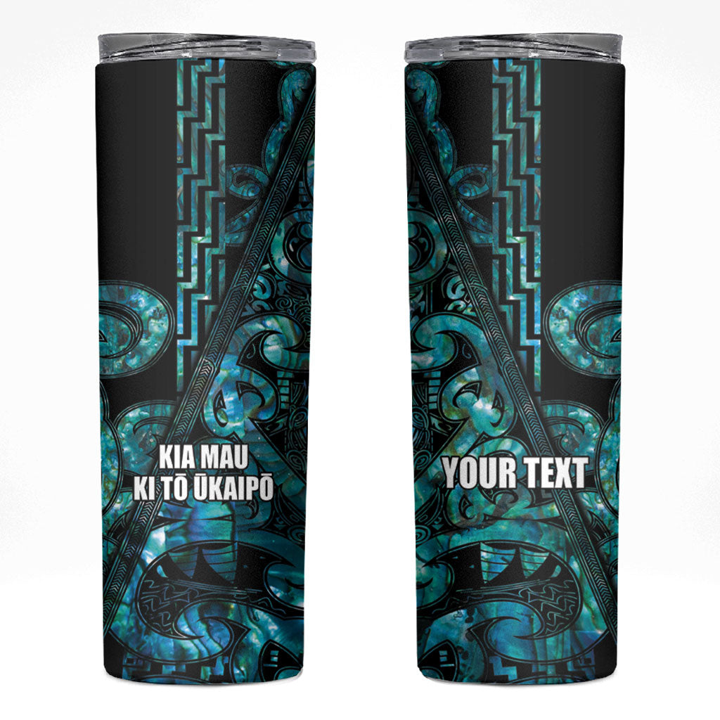 Maori Language Week Personalised Skinny Tumbler Kia Mau Ki To Ukaipo Paua Shell Color LT14 Turquoise - Polynesian Pride
