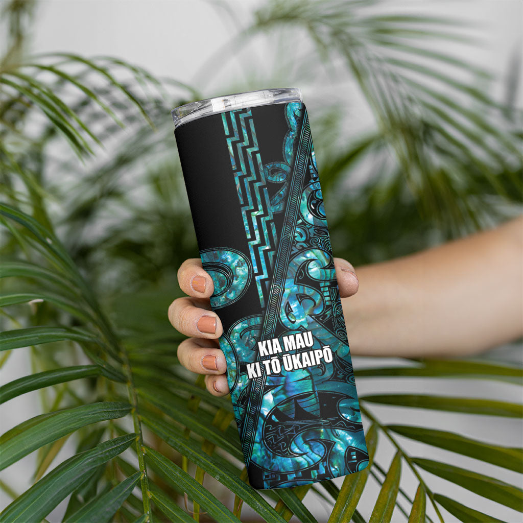 Maori Language Week Personalised Skinny Tumbler Kia Mau Ki To Ukaipo Paua Shell Color LT14 - Polynesian Pride