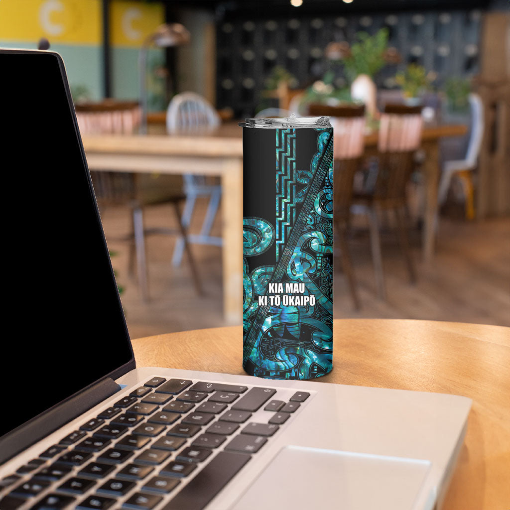 Maori Language Week Personalised Skinny Tumbler Kia Mau Ki To Ukaipo Paua Shell Color LT14 - Polynesian Pride