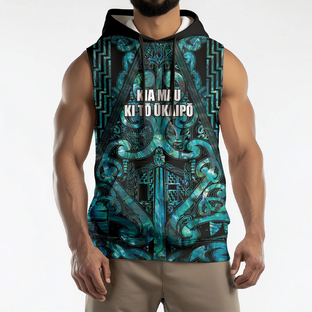 Maori Language Week Personalised Sleeveless Hoodie Kia Mau Ki To Ukaipo Paua Shell Color LT14 - Polynesian Pride