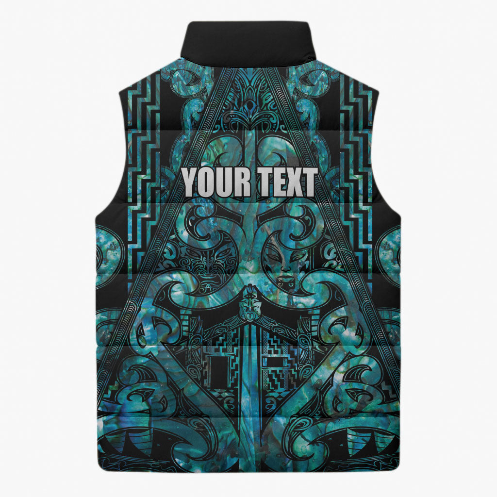Maori Language Week Personalised Sleeveless Puffer Jacket Kia Mau Ki To Ukaipo Paua Shell Color LT14 - Polynesian Pride