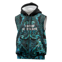 Maori Language Week Personalised Sleeveless Zip Hoodie Kia Mau Ki To Ukaipo Paua Shell Color LT14 Turquoise - Polynesian Pride