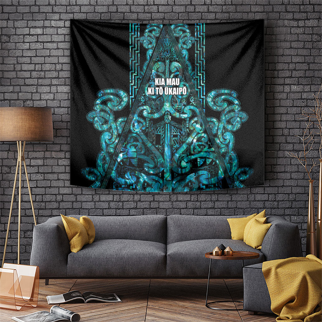 Maori Language Week Tapestry Kia Mau Ki To Ukaipo Paua Shell Color LT14 Turquoise - Polynesian Pride