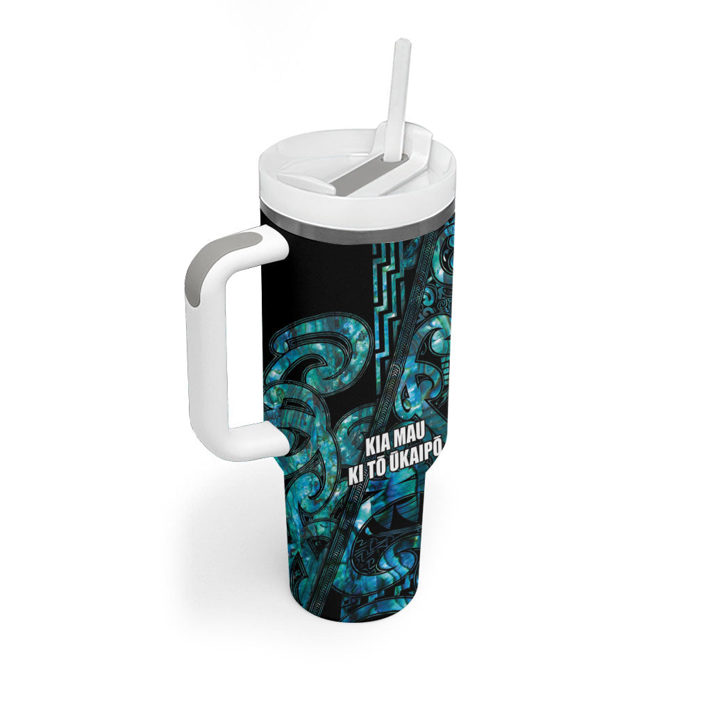 Maori Language Week Personalised Tumbler With Handle Kia Mau Ki To Ukaipo Paua Shell Color LT14 - Polynesian Pride