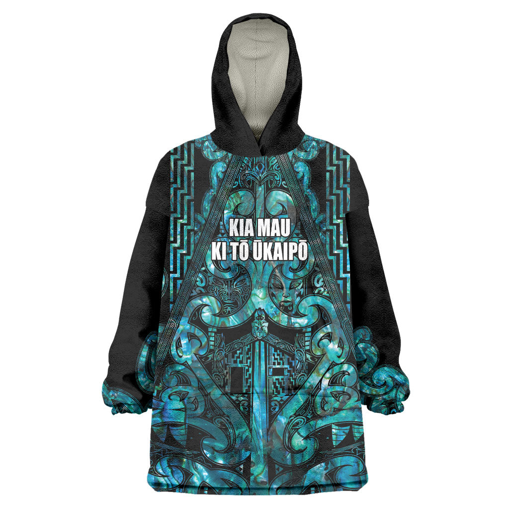 Maori Language Week Personalised Wearable Blanket Hoodie Kia Mau Ki To Ukaipo Paua Shell Color LT14 One Size Turquoise - Polynesian Pride
