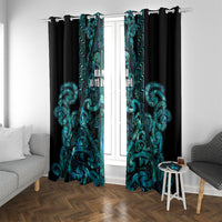 Maori Language Week Window Curtain Kia Mau Ki To Ukaipo Paua Shell Color LT14 With Grommets Turquoise - Polynesian Pride