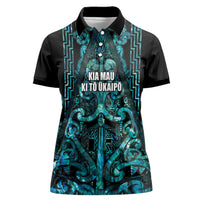Maori Language Week Personalised Women Polo Shirt Kia Mau Ki To Ukaipo Paua Shell Color LT14 Female Turquoise - Polynesian Pride