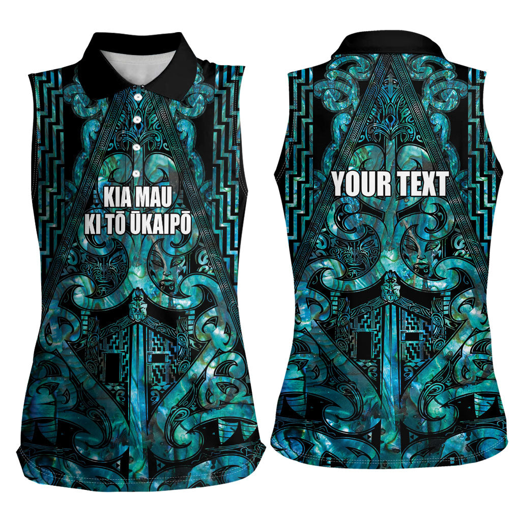 Maori Language Week Personalised Women Sleeveless Polo Shirt Kia Mau Ki To Ukaipo Paua Shell Color LT14 - Polynesian Pride