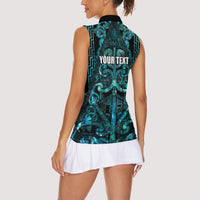 Maori Language Week Personalised Women Sleeveless Polo Shirt Kia Mau Ki To Ukaipo Paua Shell Color LT14 - Polynesian Pride