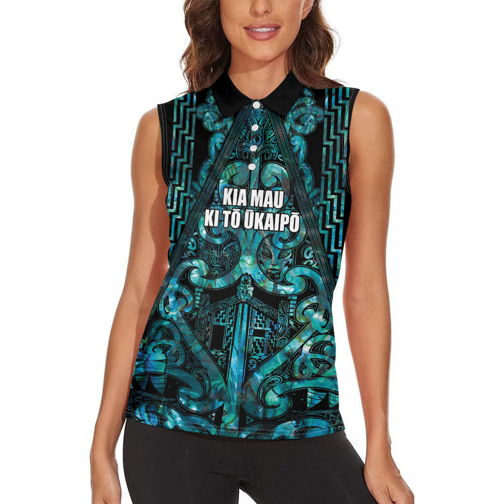 Maori Language Week Personalised Women Sleeveless Polo Shirt Kia Mau Ki To Ukaipo Paua Shell Color LT14 - Polynesian Pride