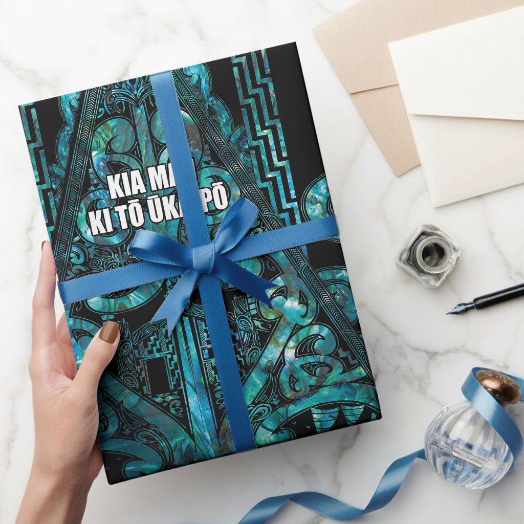 Maori Language Week Wrapping Paper Kia Mau Ki To Ukaipo Paua Shell Color LT14 - Polynesian Pride