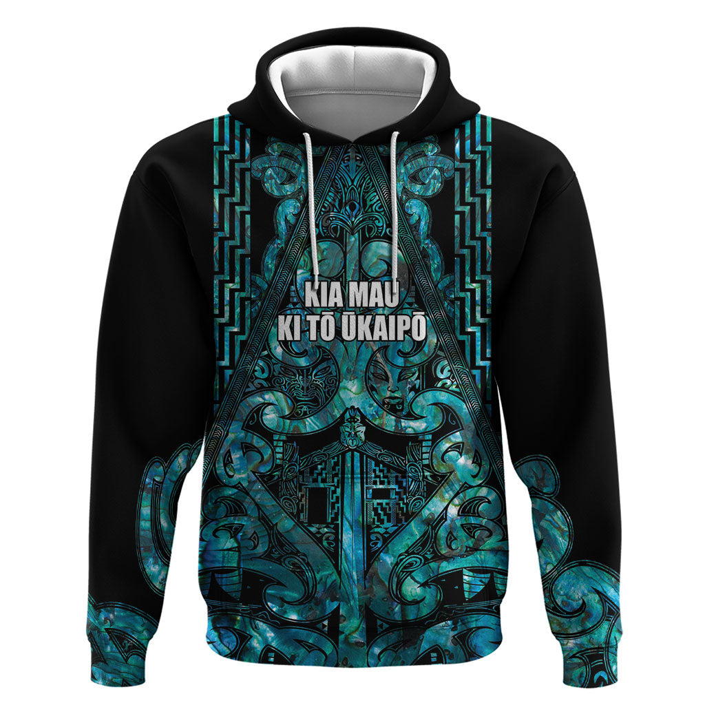 Maori Language Week Personalised Zip Hoodie Kia Mau Ki To Ukaipo Paua Shell Color LT14 Pullover Hoodie Turquoise - Polynesian Pride