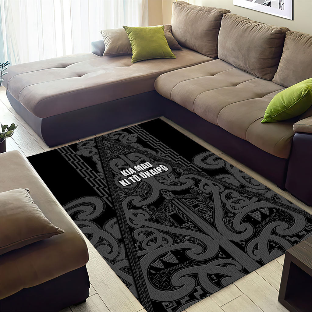 Maori Language Week Area Rug Kia Mau Ki To Ukaipo Grey Color LT14 - Polynesian Pride
