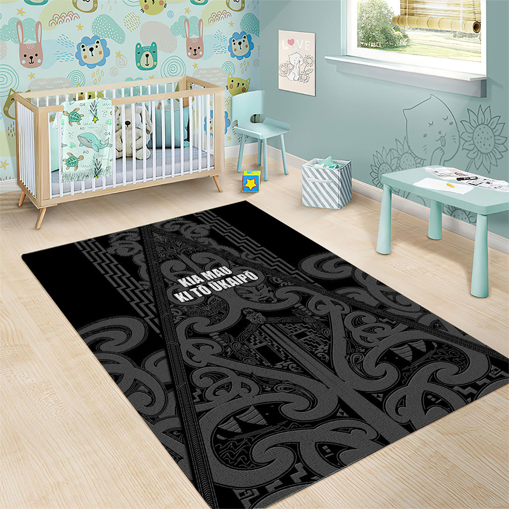 Maori Language Week Area Rug Kia Mau Ki To Ukaipo Grey Color LT14 - Polynesian Pride