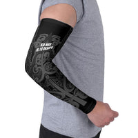 Maori Language Week Personalised Arm Sleeves Kia Mau Ki To Ukaipo Grey Color