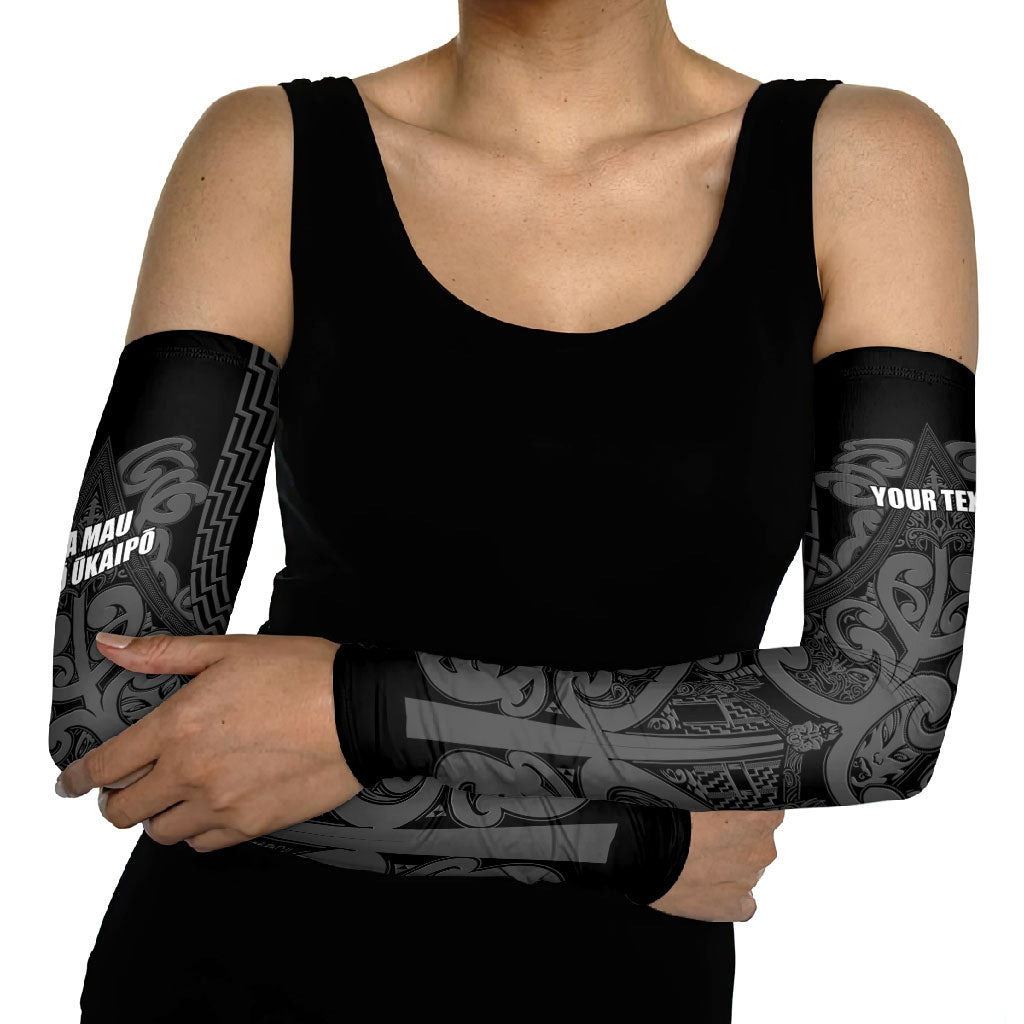 Maori Language Week Personalised Arm Sleeves Kia Mau Ki To Ukaipo Grey Color