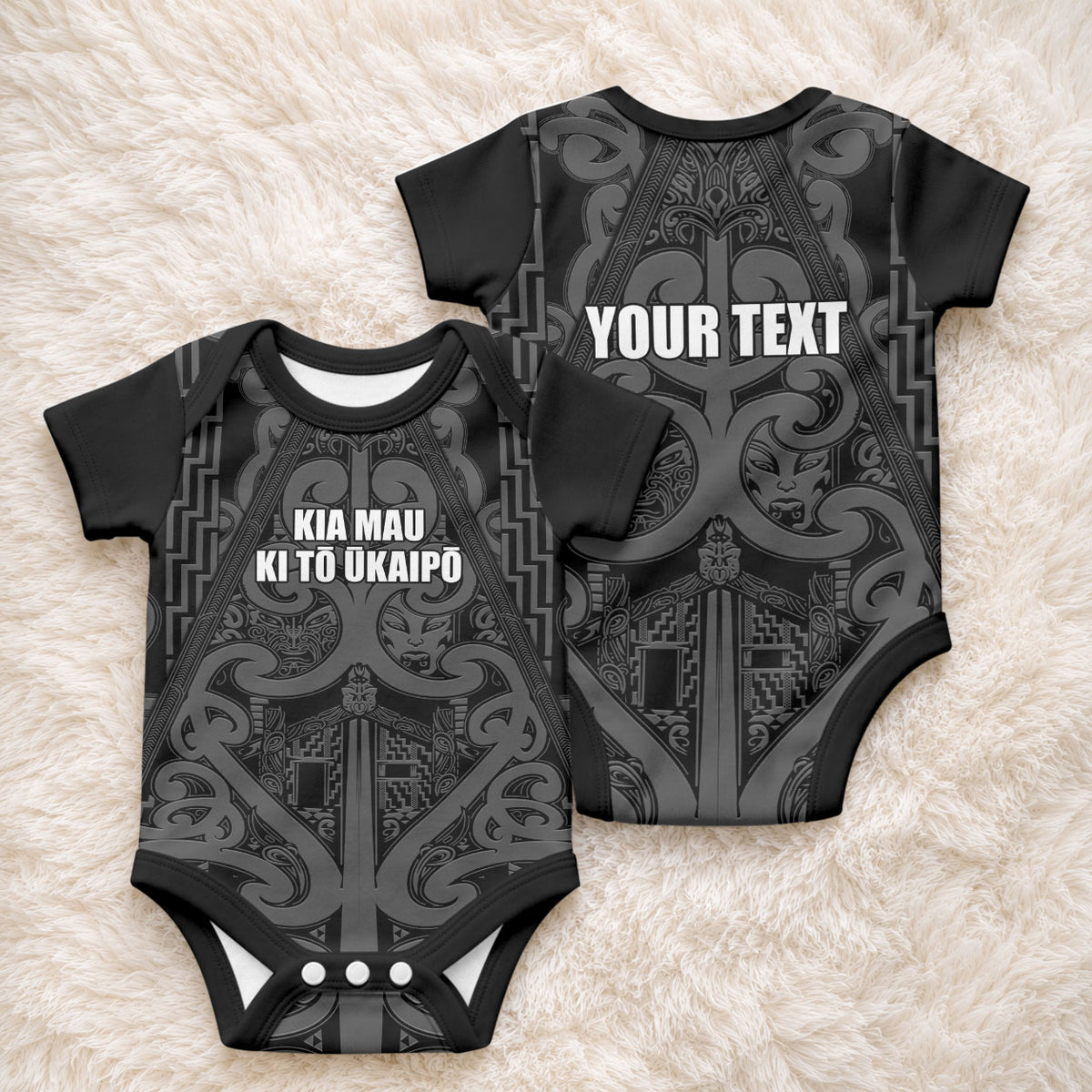 Maori Language Week Personalised Baby Onesie Kia Mau Ki To Ukaipo Grey Color