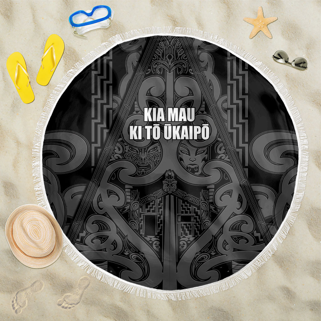 Maori Language Week Beach Blanket Kia Mau Ki To Ukaipo Grey Color LT14 One Size 150cm Grey - Polynesian Pride