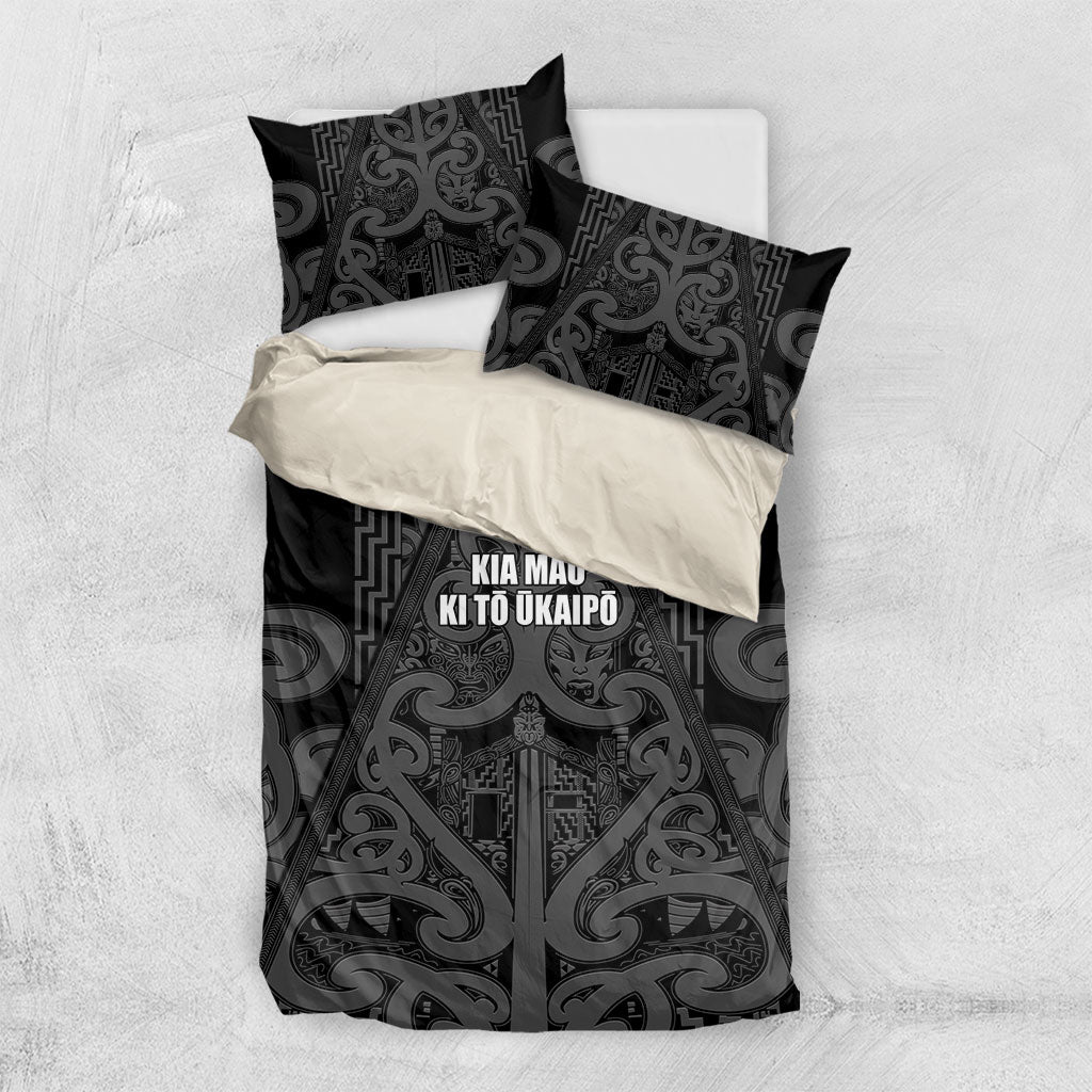 Maori Language Week Bedding Set Kia Mau Ki To Ukaipo Grey Color LT14 US Twin 172cm x 218cm Grey - Polynesian Pride