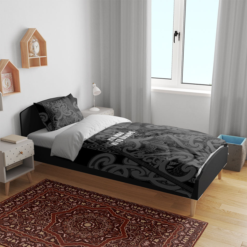 Maori Language Week Bedding Set Kia Mau Ki To Ukaipo Grey Color LT14 - Polynesian Pride