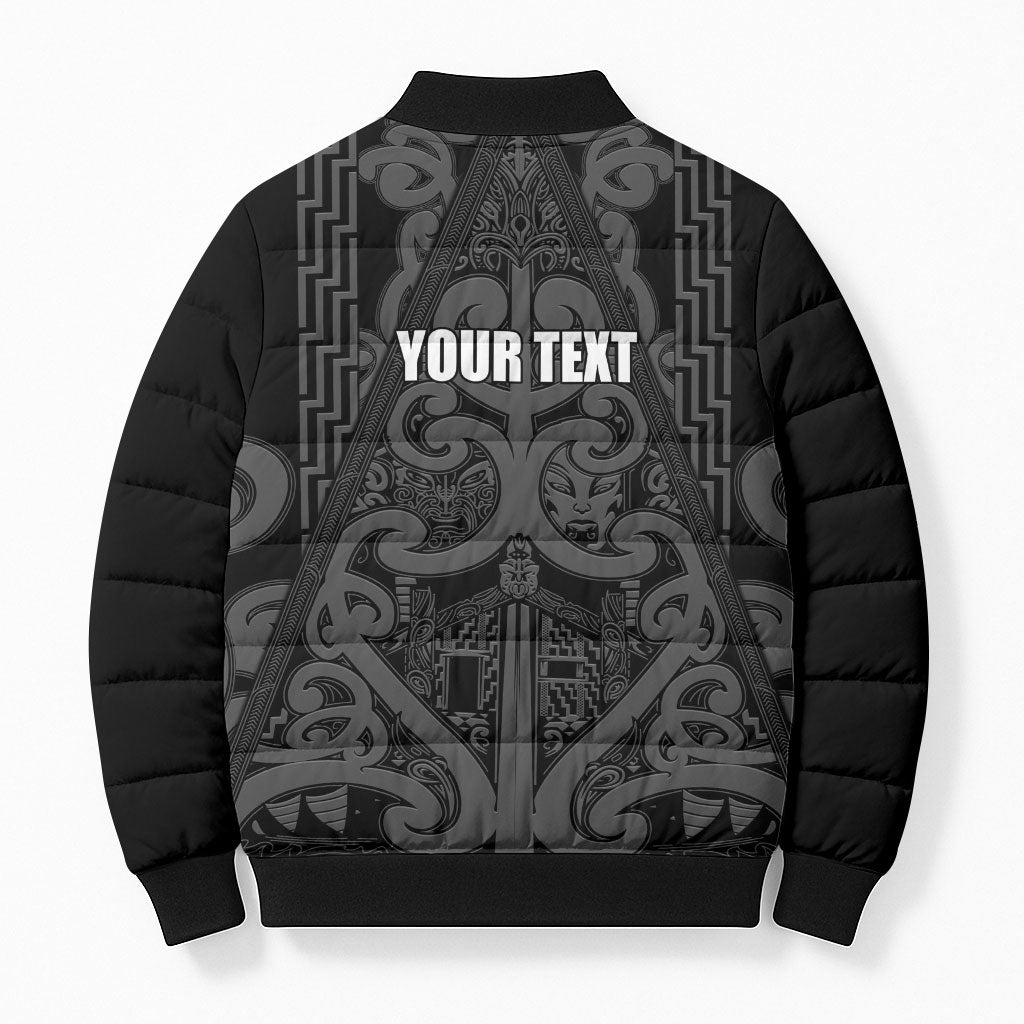 Maori Language Week Personalised Bomber Puffer Jacket Kia Mau Ki To Ukaipo Grey Color