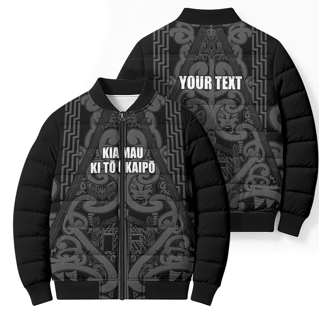 Maori Language Week Personalised Bomber Puffer Jacket Kia Mau Ki To Ukaipo Grey Color