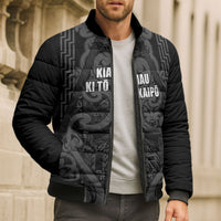Maori Language Week Personalised Bomber Puffer Jacket Kia Mau Ki To Ukaipo Grey Color