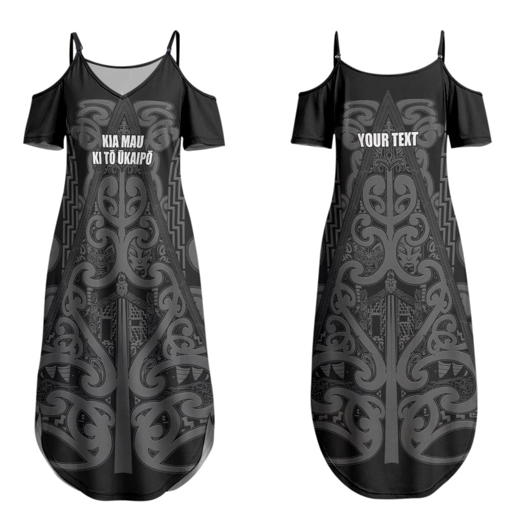 Maori Language Week Personalised Couples Matching Summer Maxi Dress and Hawaiian Shirt Kia Mau Ki To Ukaipo Grey Color LT14 - Polynesian Pride
