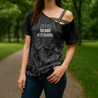 Maori Language Week Personalised Cross Shoulder Shirt Kia Mau Ki To Ukaipo Grey Color