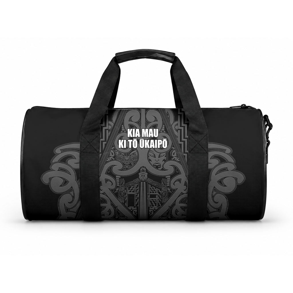 Maori Language Week Duffle Bag Kia Mau Ki To Ukaipo Grey Color