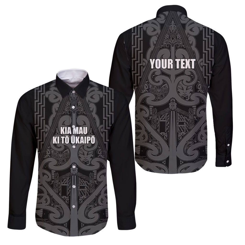 Maori Language Week Personalised Family Matching Long Sleeve Bodycon Dress and Hawaiian Shirt Kia Mau Ki To Ukaipo Grey Color LT14 Dad's Shirt - Long Sleeve Grey - Polynesian Pride