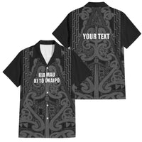 Maori Language Week Personalised Family Matching Off The Shoulder Long Sleeve Dress and Hawaiian Shirt Kia Mau Ki To Ukaipo Grey Color LT14 Dad's Shirt - Short Sleeve Grey - Polynesian Pride