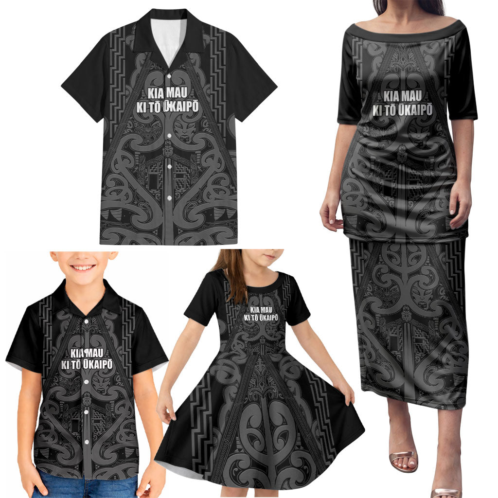 Maori Language Week Personalised Family Matching Puletasi and Hawaiian Shirt Kia Mau Ki To Ukaipo Grey Color