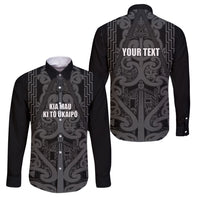 Maori Language Week Personalised Family Matching Short Sleeve Bodycon Dress and Hawaiian Shirt Kia Mau Ki To Ukaipo Grey Color LT14 Dad's Shirt - Long Sleeve Grey - Polynesian Pride